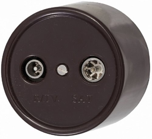 Розетка-ретро TV+R+SAT Оконечная пластик Bironi Лизетта 2-м. коричневый фото Розетка-ретро TV+R+SAT Оконечная пластик Bironi Лизетта 2-м. коричневый картинка